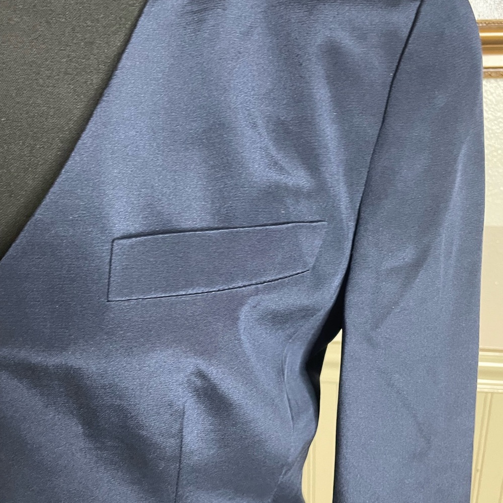 Vintage 90s Morgan Taylor Studio 100% Silk Navy Blazer Size 4 Classic - Picture 7 of 9